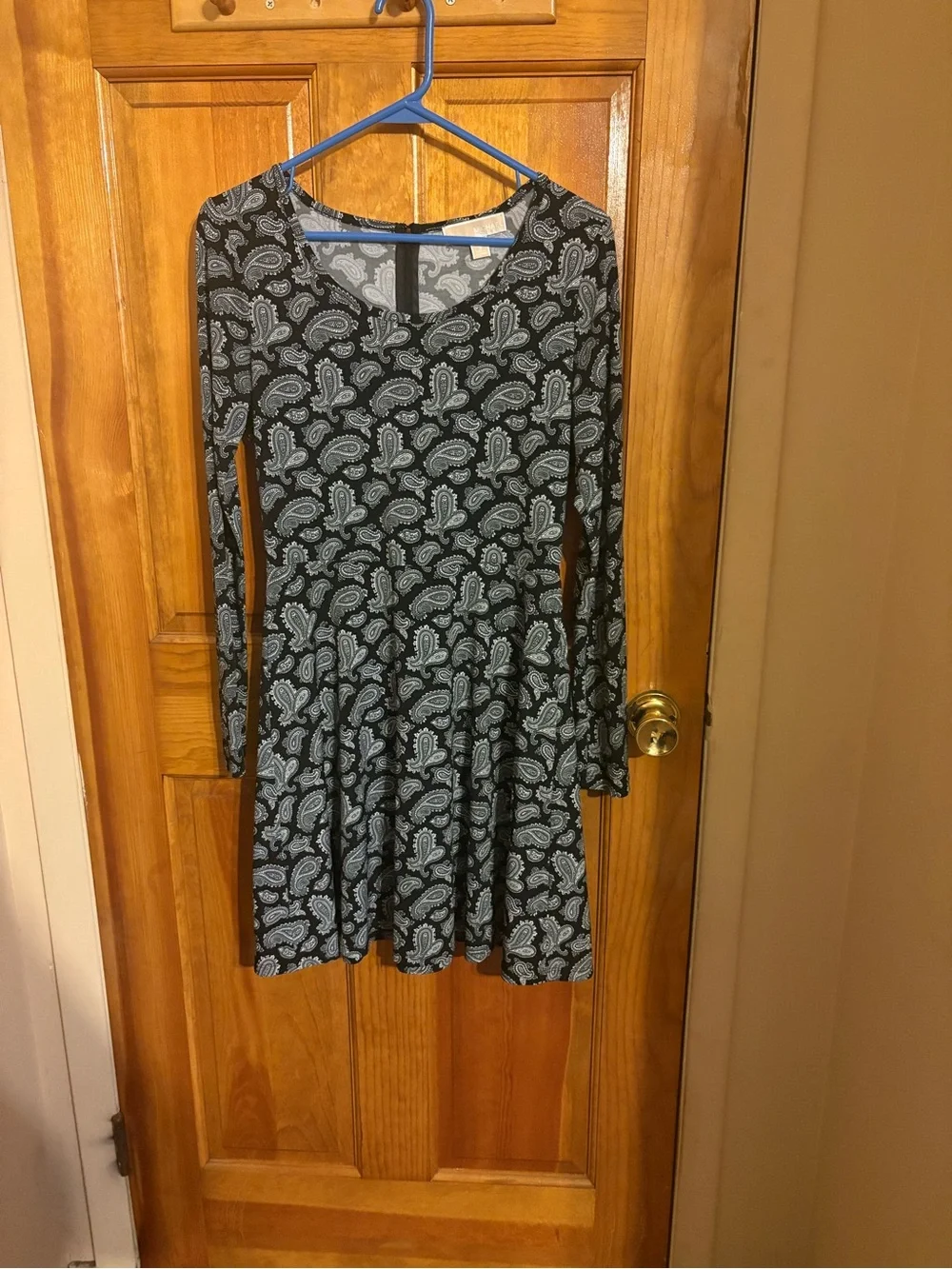 Michael Kors Black Paisley fit and flair Long-Sleeve A-Line Dress